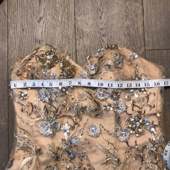 Floor length Mermaid Gold Silver Beaded Gown - Picture 7 of 9